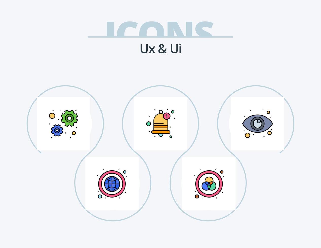 ux y ui línea llena de icono paquete 5 diseño de icono. como. aplicación favorito. favorito. notificación vector