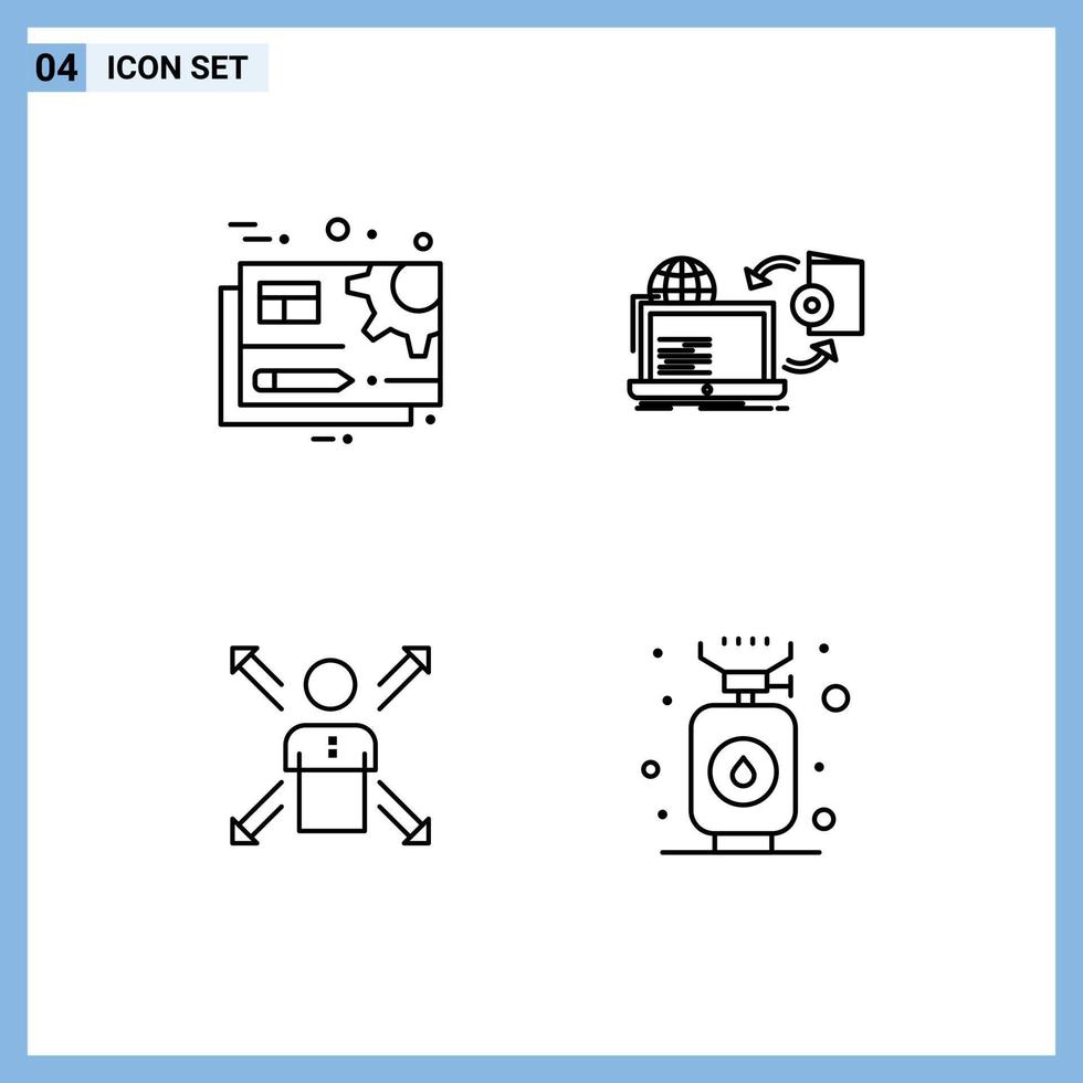 Group of 4 Modern Filledline Flat Colors Set for document publishing setting online career Editable Vector Design Elements