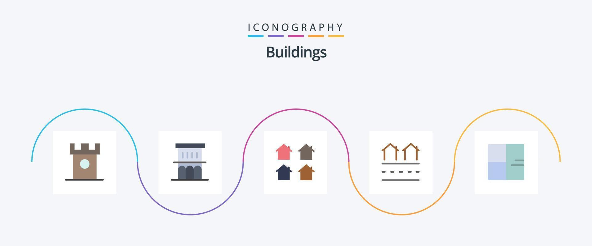 paquete de iconos planos de edificios 5 que incluye vivienda. bienes. propiedad. verdadero. casas vector