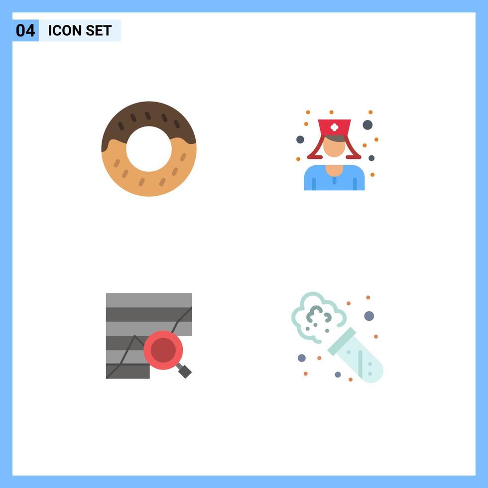 Set of 4 Modern UI Icons Symbols Signs for donut data nurse analytic chemistry Editable Vector Design Elements