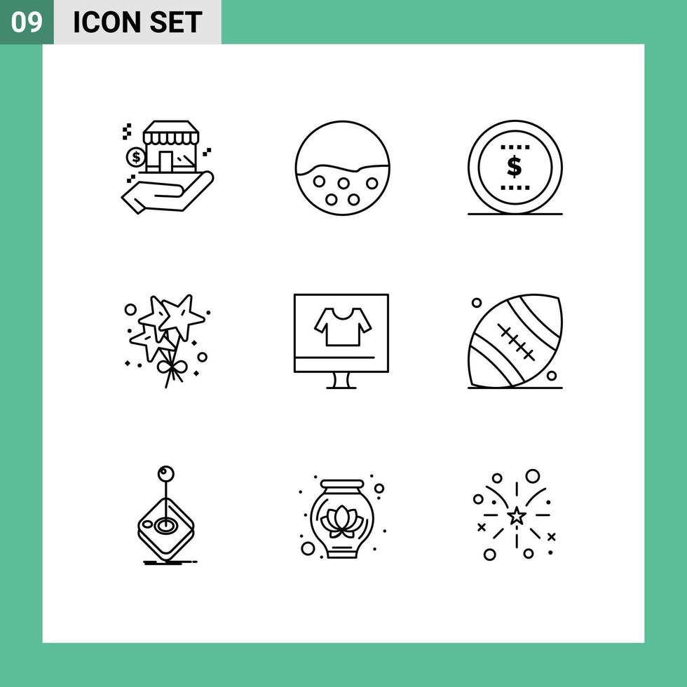 Set of 9 Modern UI Icons Symbols Signs for commerce party skin protection stare office Editable Vector Design Elements
