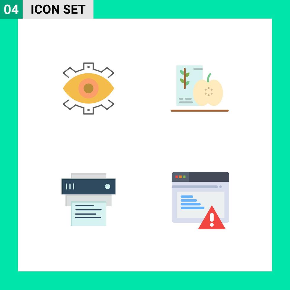 Pictogram Set of 4 Simple Flat Icons of eye food business production healthy Editable Vector Design Elements