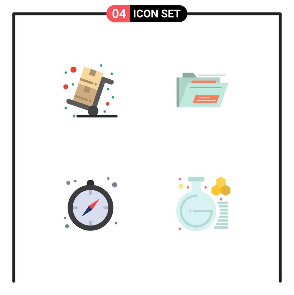 conjunto de 4 paquetes de iconos planos comerciales para la guía de archivo de compras de campamento de lunes cibernético elementos de diseño vectorial editables vector