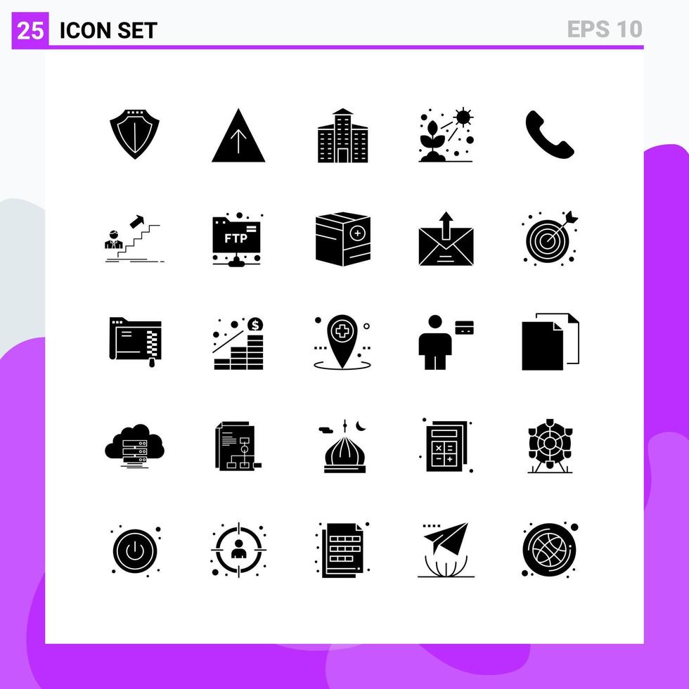 Stock Vector Icon Pack of 25 Line Signs and Symbols for call phone city grow light Editable Vector Design Elements