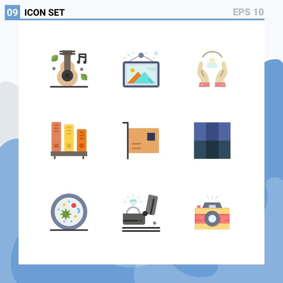 Set of 9 Modern UI Icons Symbols Signs for school library frame book people Editable Vector Design Elements