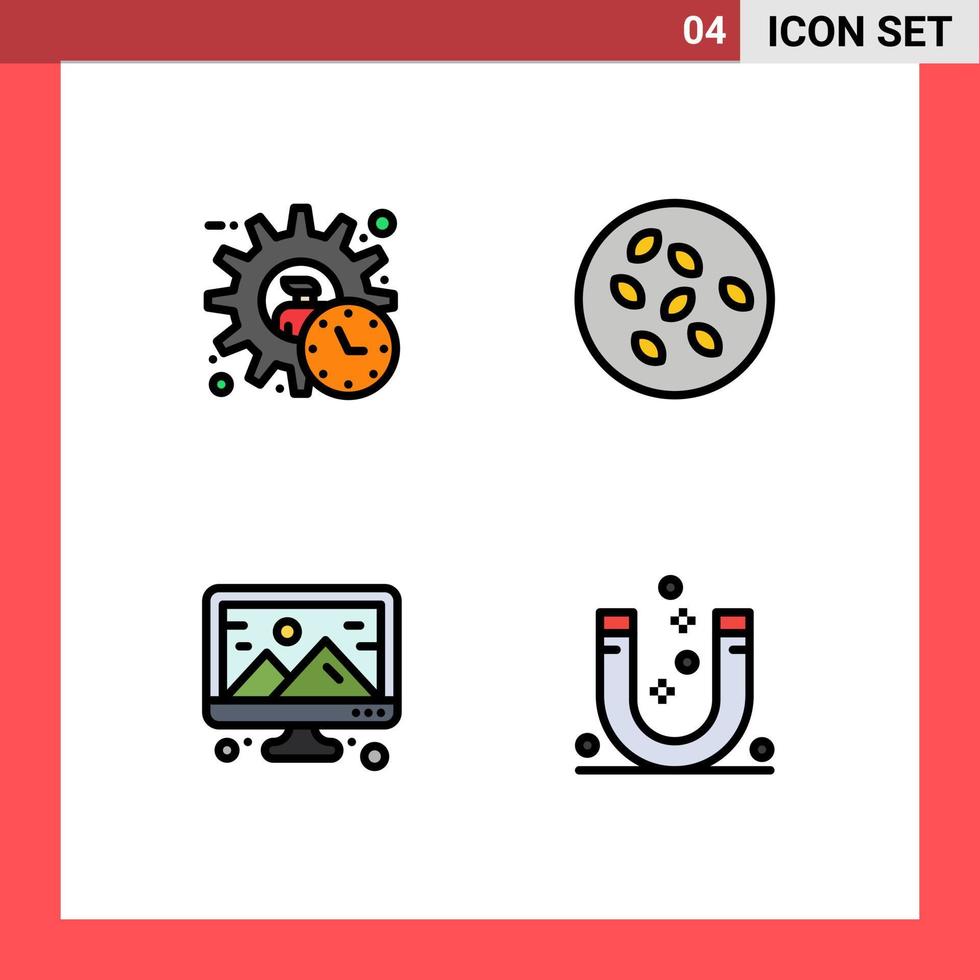 Set of 4 Modern UI Icons Symbols Signs for administrator creative product sesame computer Editable Vector Design Elements