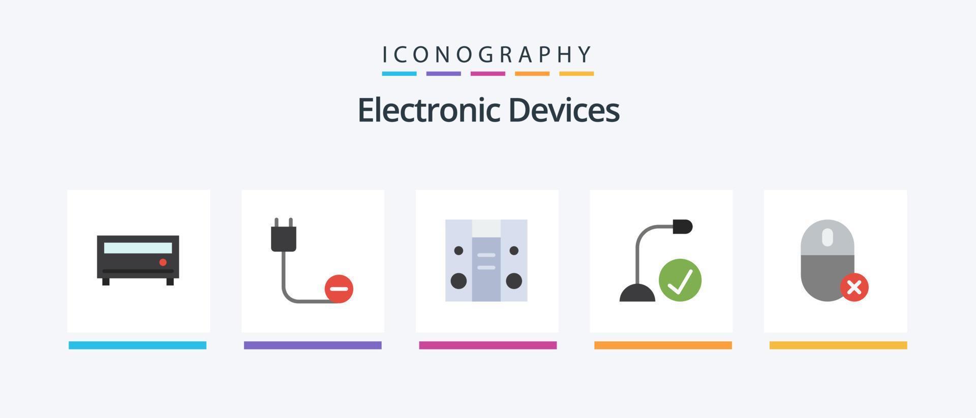 paquete de iconos flat 5 de dispositivos que incluye dispositivos. hardware. caja de resonancia artilugio. conectado. diseño de iconos creativos vector