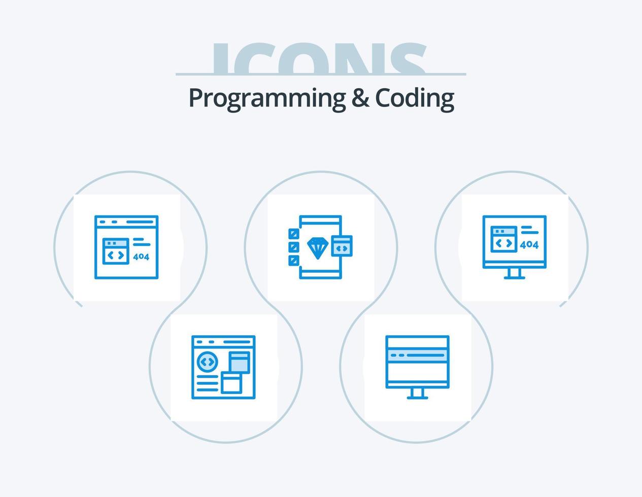 programación y codificación blue icon pack 5 diseño de iconos. . . desarrollo. error. desarrollar vector