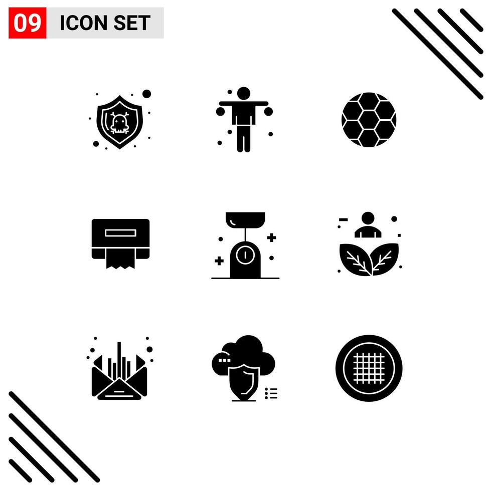 9 iconos creativos, signos y símbolos modernos de equilibrio alimentario, equilibrio de bolas, limpieza de tejidos, elementos de diseño vectorial editables vector