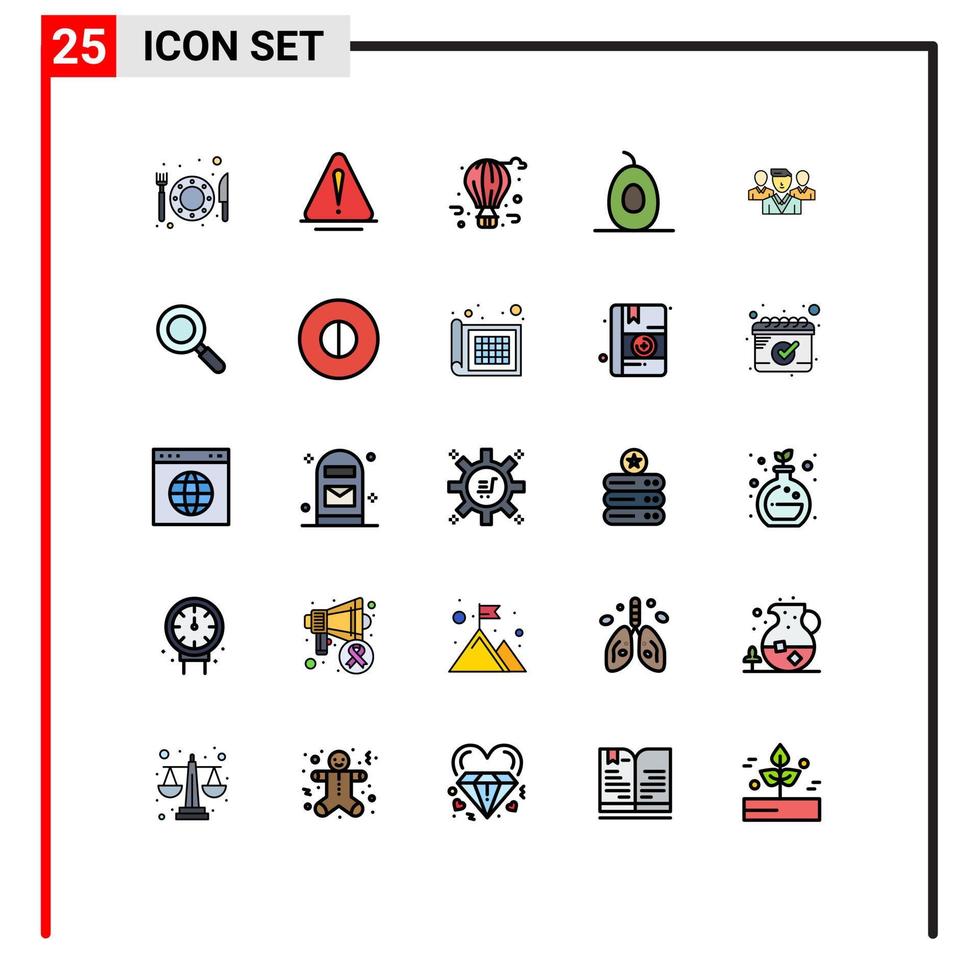 paquete de iconos de vector de stock de 25 signos y símbolos de línea para elementos de diseño de vector editables de comida de personal de globo de seguridad de pandillas