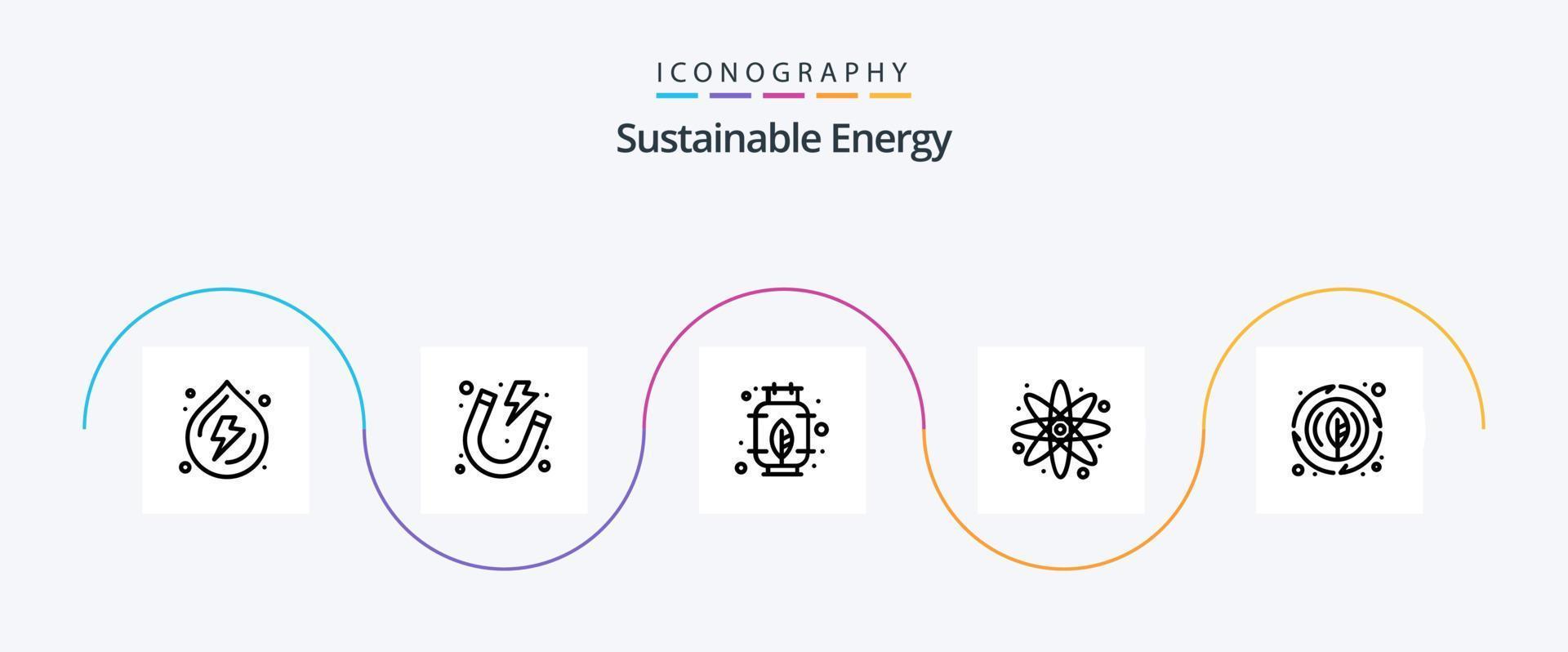 paquete de iconos de la línea de energía sostenible 5 que incluye la planta. lámina. energía. energía. energía vector