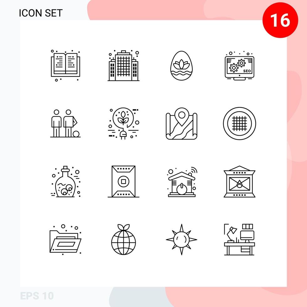 16 Creative Icons Modern Signs and Symbols of soccer football holiday ball seo Editable Vector Design Elements