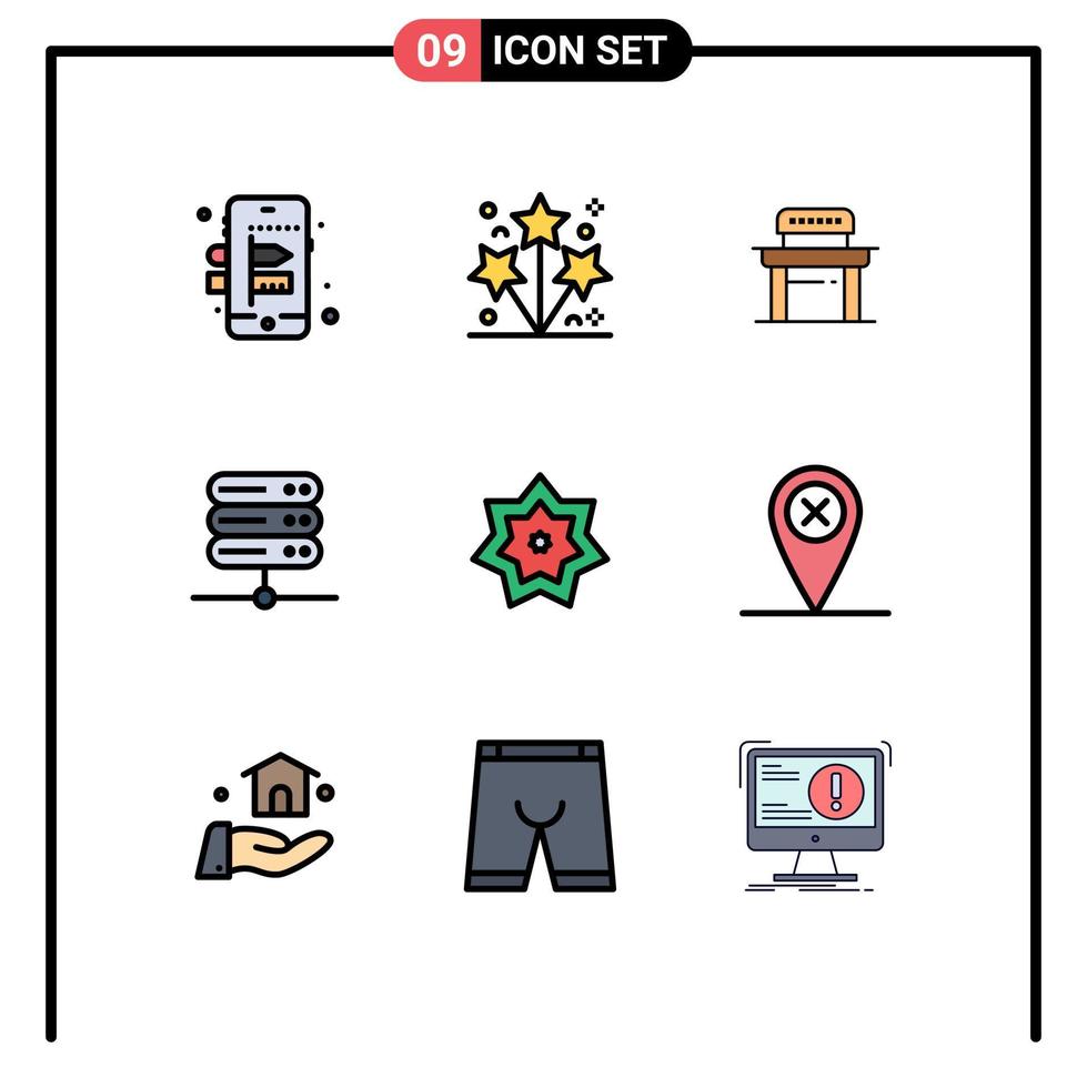 Universal Icon Symbols Group of 9 Modern Filledline Flat Colors of month islam student holy network Editable Vector Design Elements