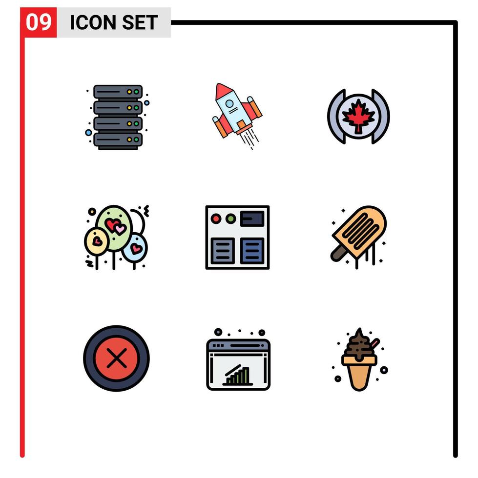 Universal Icon Symbols Group of 9 Modern Filledline Flat Colors of shopping online flag arrow heart Editable Vector Design Elements