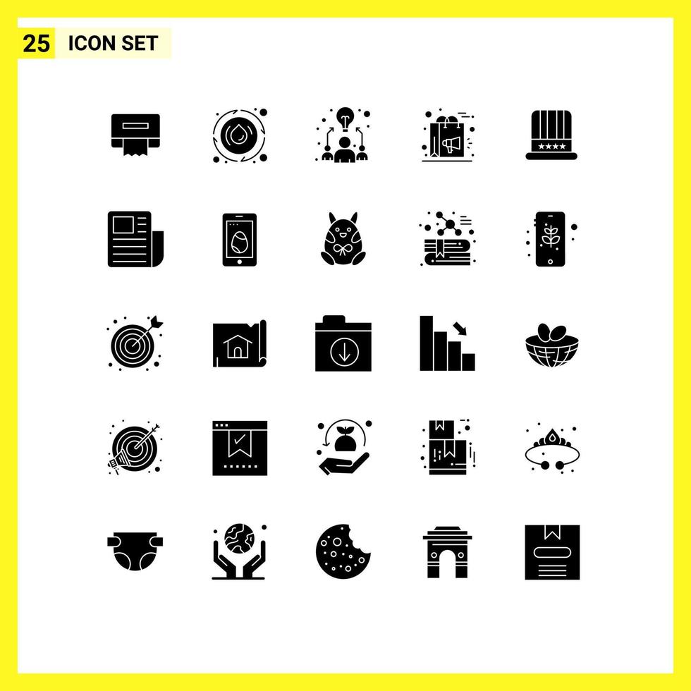 25 iconos creativos, signos y símbolos modernos de la idea de la campaña de gorras, compras, elementos de diseño de vectores editables digitales