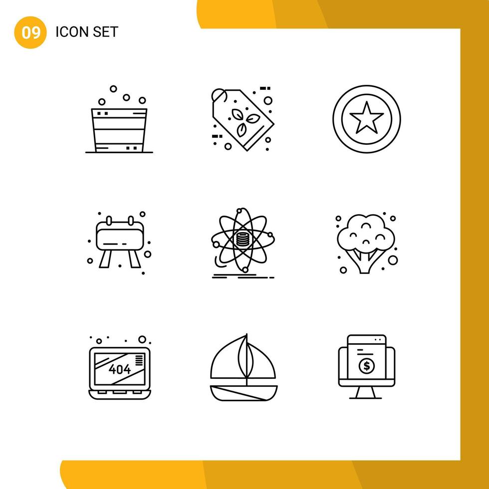 Set of 9 Modern UI Icons Symbols Signs for research data star analysis checklist Editable Vector Design Elements