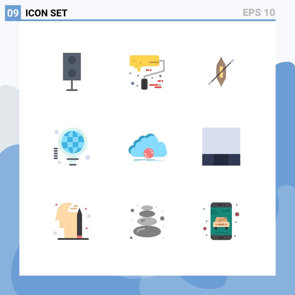 Modern Set of 9 Flat Colors and symbols such as cloud business roller brush world ship Editable Vector Design Elements