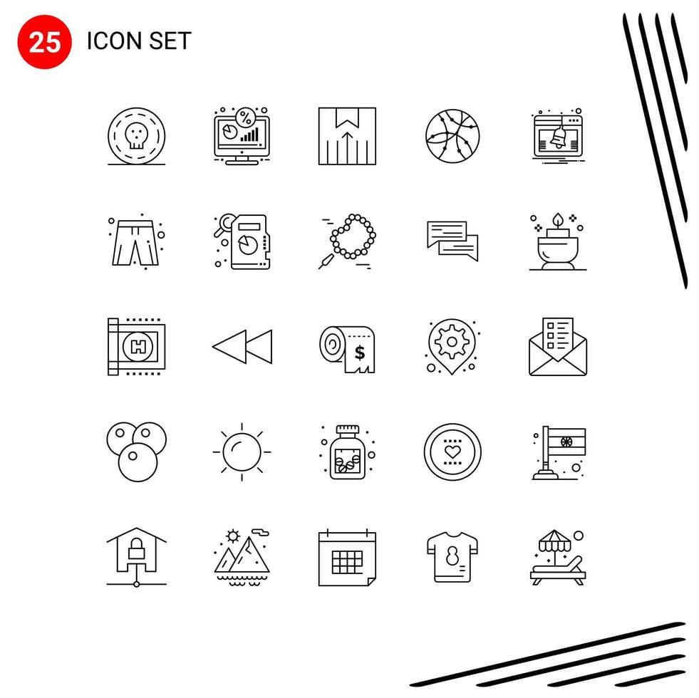 Stock Vector Icon Pack of 25 Line Signs and Symbols for web network screen internet transport Editable Vector Design Elements