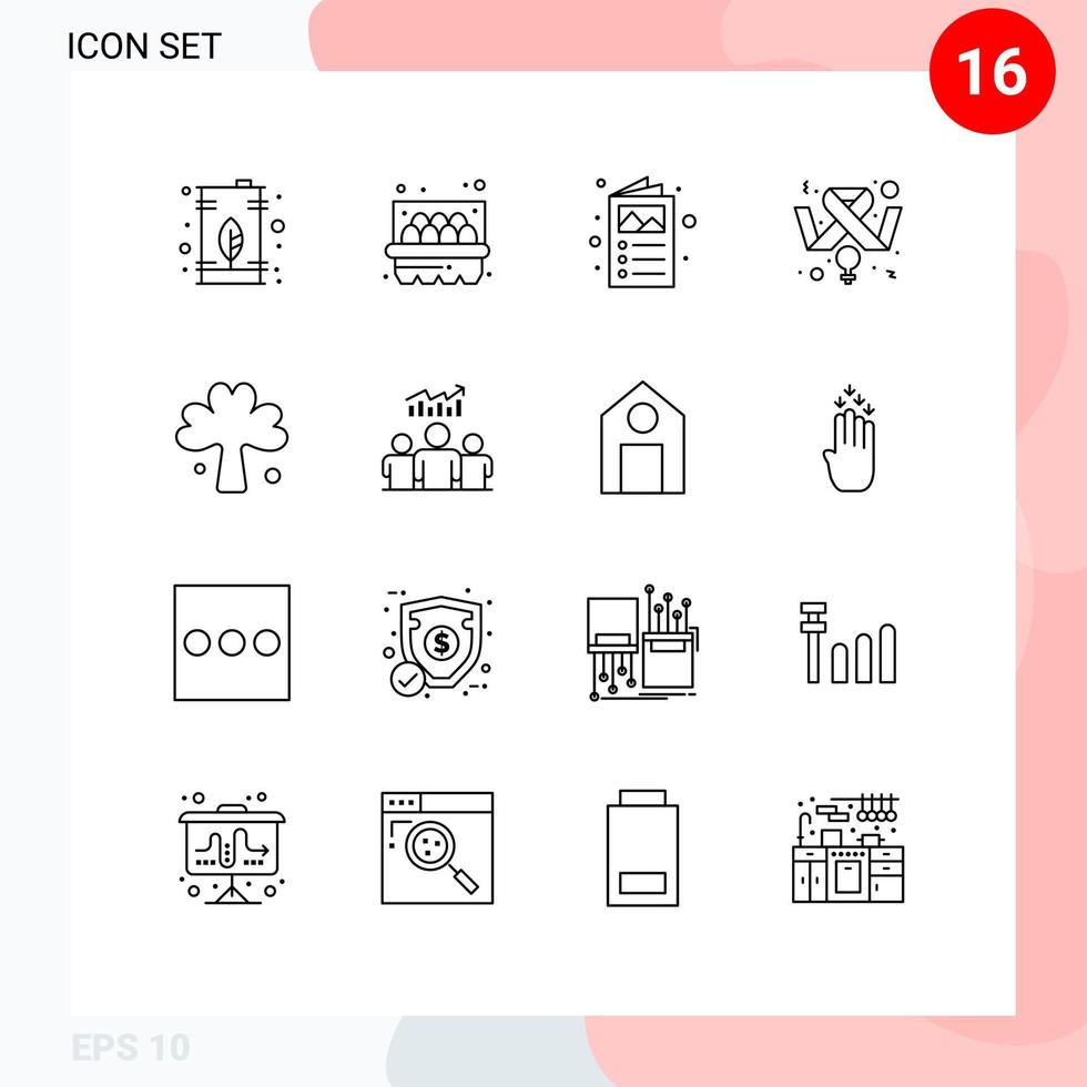 Modern Set of 16 Outlines Pictograph of green feminism ad feminine awareness Editable Vector Design Elements