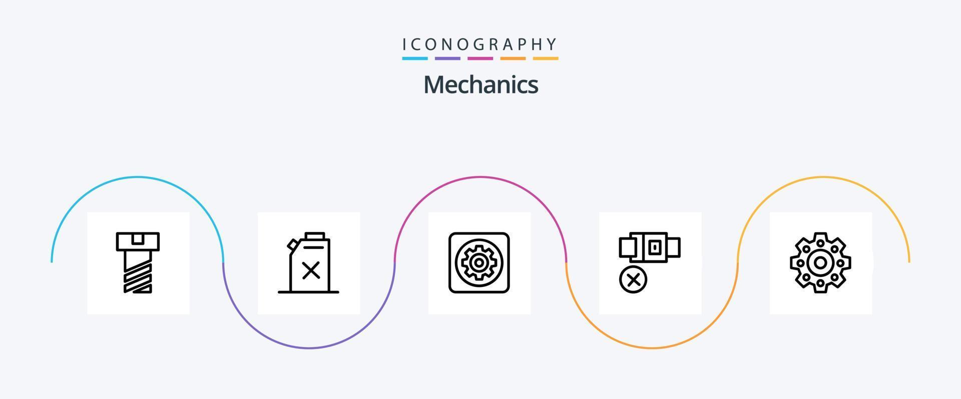 Mechanics Line 5 Icon Pack Including . gears. setting. mechanical. lock vector