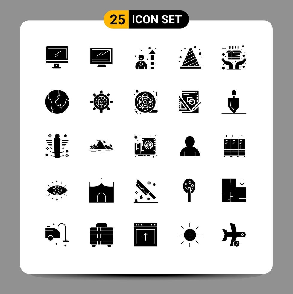 Modern Set of 25 Solid Glyphs and symbols such as map shipping attention ecommerce sign Editable Vector Design Elements