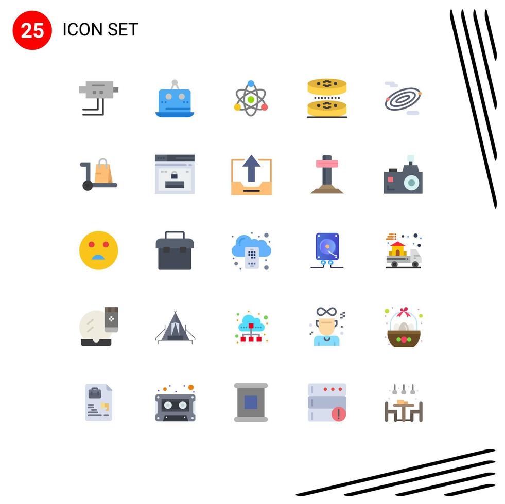 25 Universal Flat Colors Set for Web and Mobile Applications space rotation atom science biology Editable Vector Design Elements