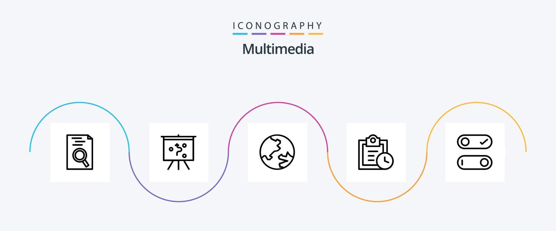 Multimedia Line 5 Icon Pack Including . geography. toggle. control vector