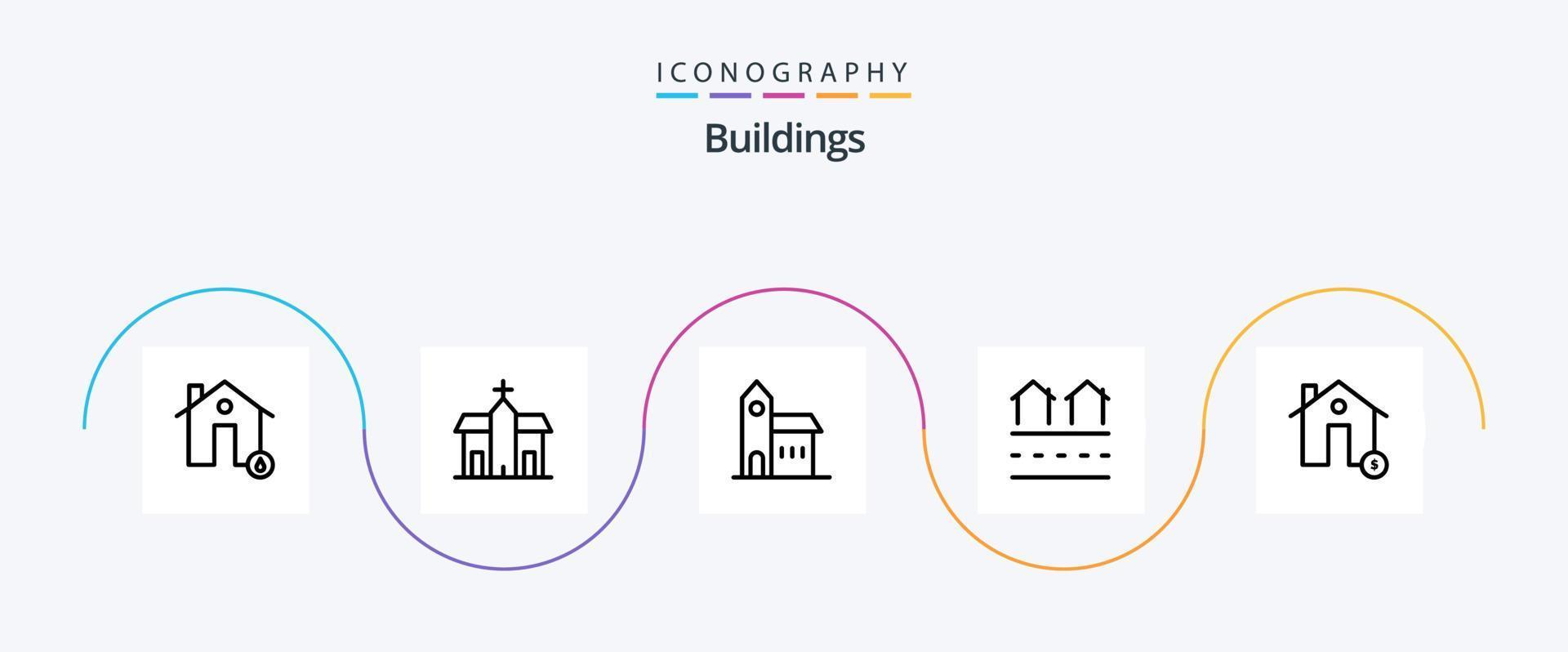 Buildings Line 5 Icon Pack Including dollar. buildings. historic. residences. housing vector