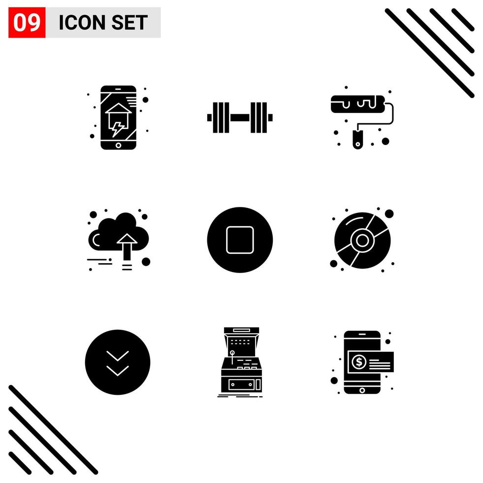 Modern Set of 9 Solid Glyphs and symbols such as multimedia growth weight finance grow Editable Vector Design Elements