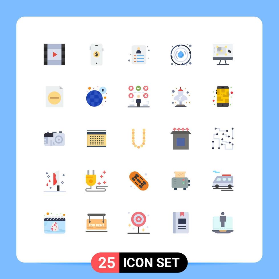 Set of 25 Vector Flat Colors on Grid for enhance decrease card computer water Editable Vector Design Elements