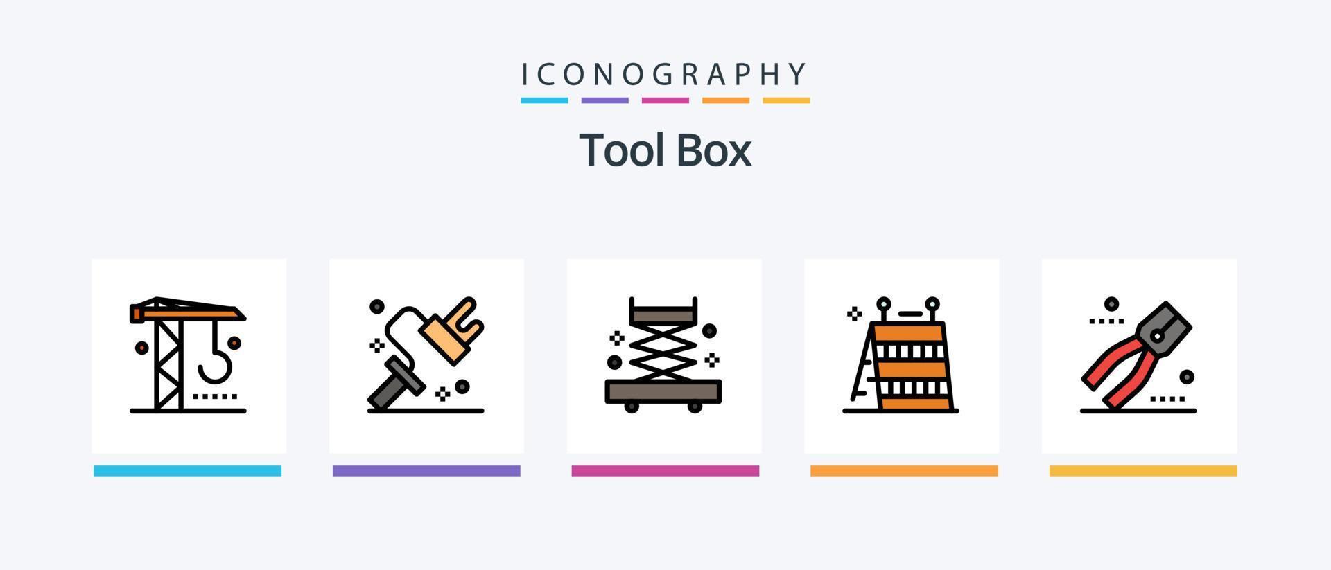 Tools Line Filled 5 Icon Pack Including blueprint. tool. brush. puncher. construction. Creative Icons Design vector
