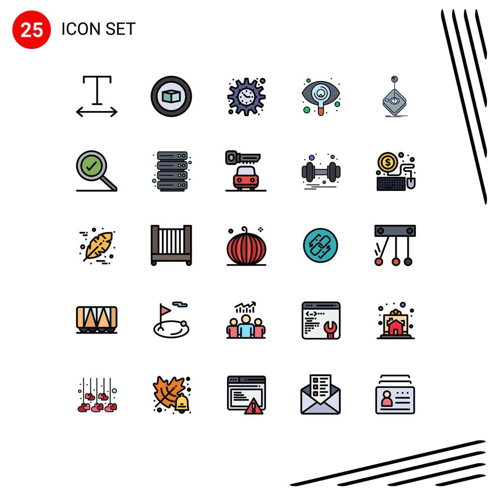 Modern Set of 25 Filled line Flat Colors and symbols such as stick gaming project goal game view Editable Vector Design Elements