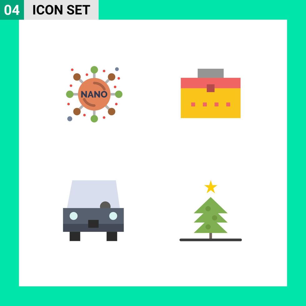 Universal Icon Symbols Group of 4 Modern Flat Icons of chemistry transport bag interface vehicles Editable Vector Design Elements