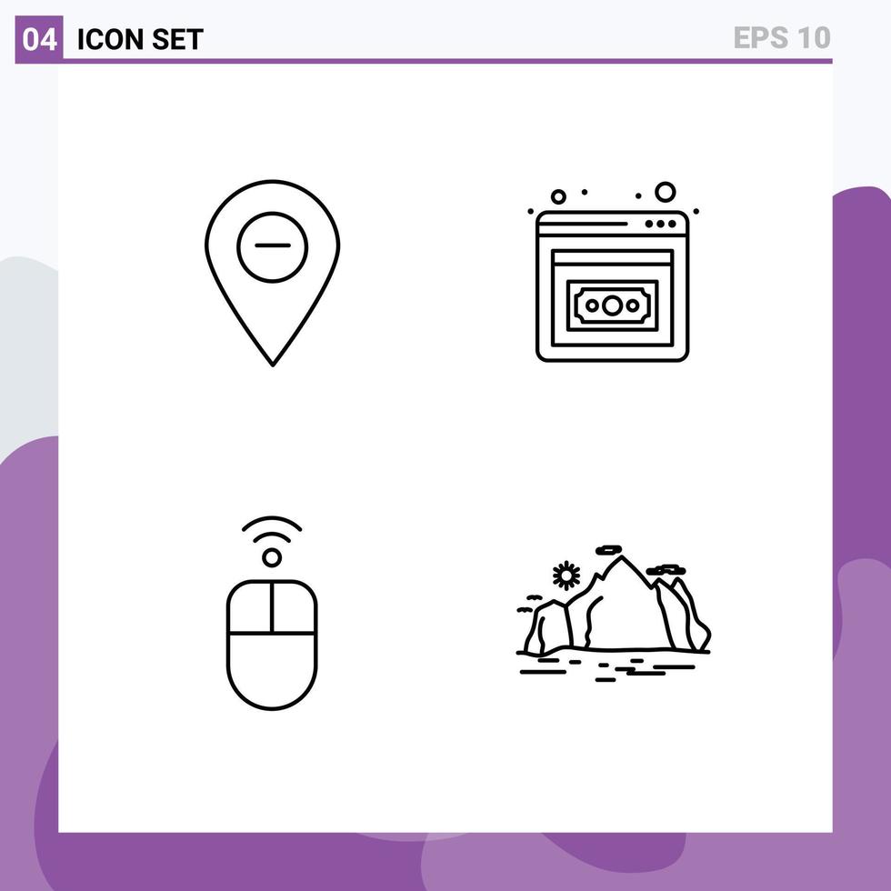 Editable Vector Line Pack of 4 Simple Filledline Flat Colors of minimize hardware marker entrepreneurship wireless Editable Vector Design Elements