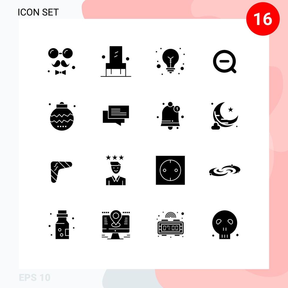 Set of 16 Modern UI Icons Symbols Signs for christmas delete seat remove search Editable Vector Design Elements