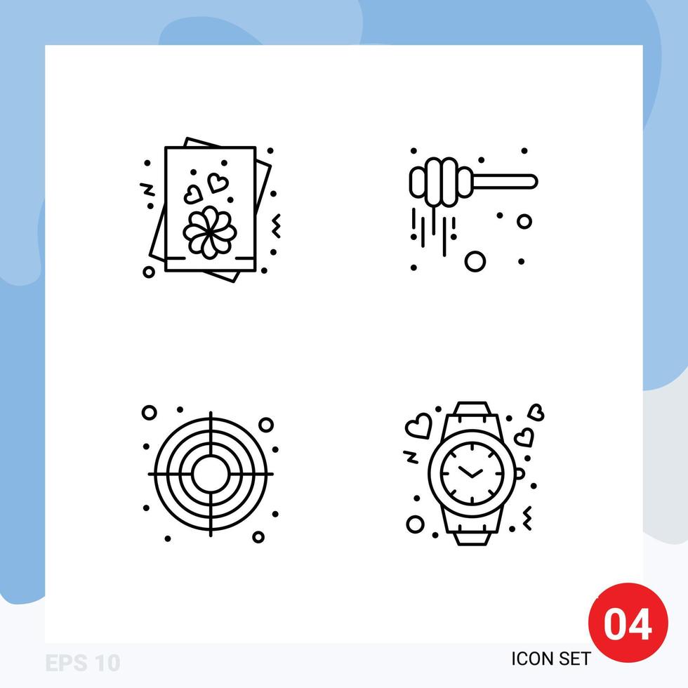 4 User Interface Line Pack of modern Signs and Symbols of card target dipper nectar like Editable Vector Design Elements