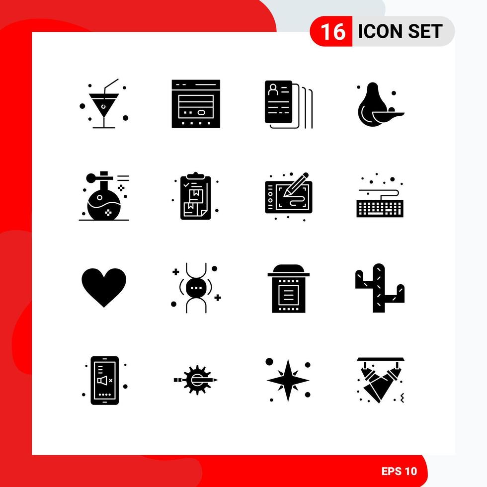 Pictogram Set of 16 Simple Solid Glyphs of spa massage find beauty fruit Editable Vector Design Elements