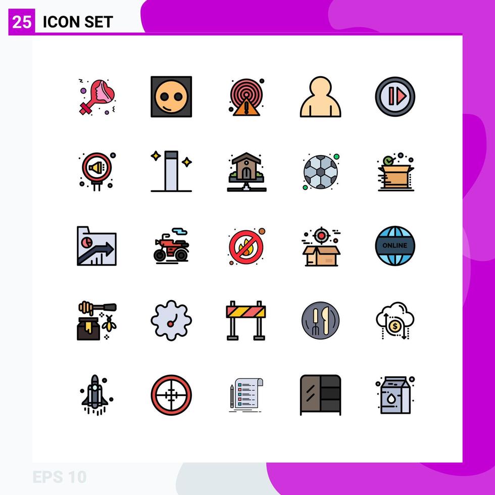 paquete de iconos de vector de stock de 25 signos y símbolos de línea para elementos de diseño de vector editables de punto de perfil de hardware de usuario directo