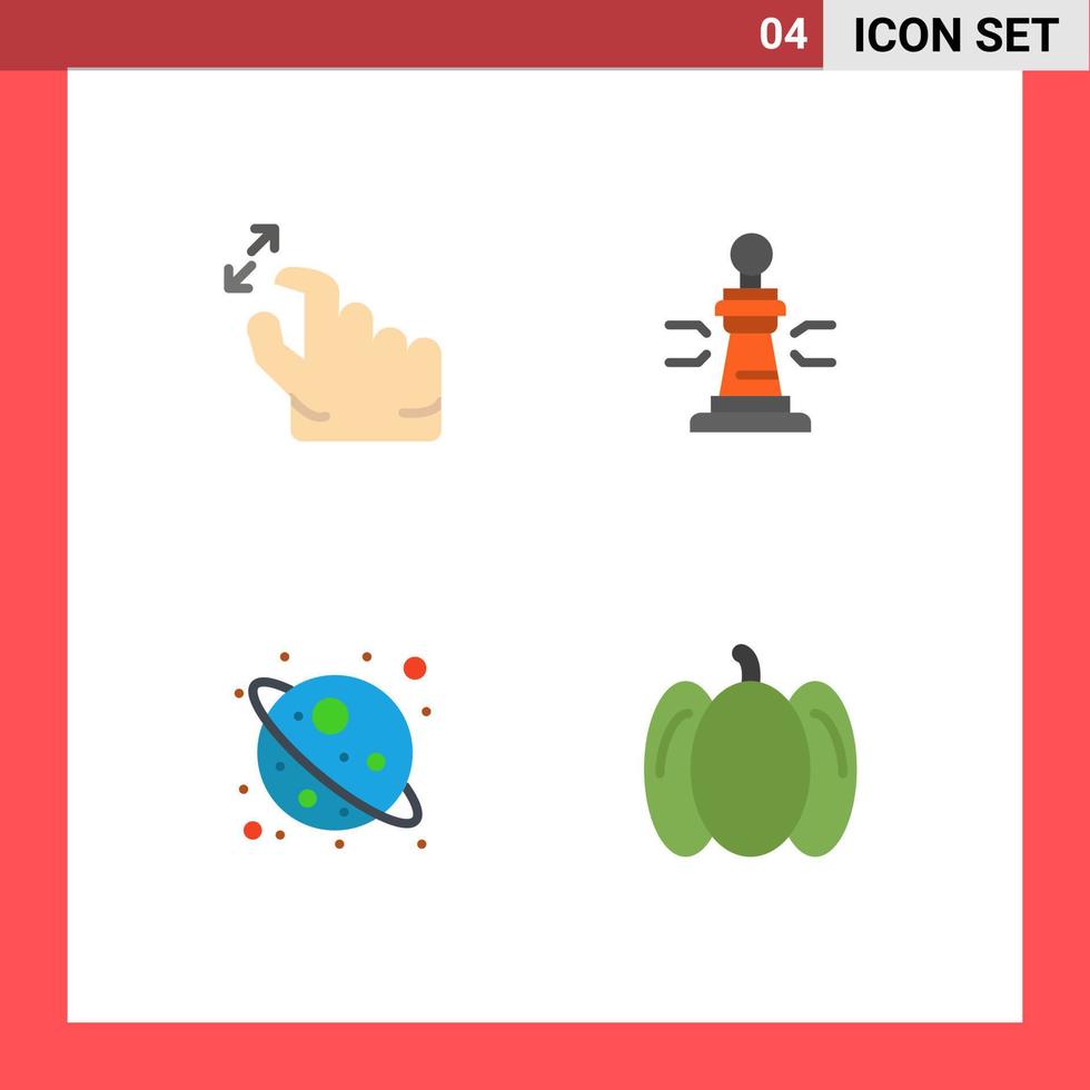 Set of 4 Commercial Flat Icons pack for gesture space zoom player universe Editable Vector Design Elements