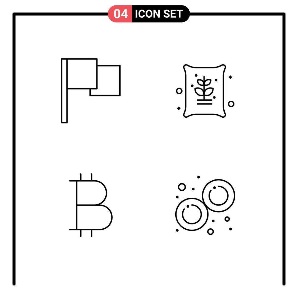 Modern Set of 4 Filledline Flat Colors Pictograph of basic currency agriculture seeds lab Editable Vector Design Elements