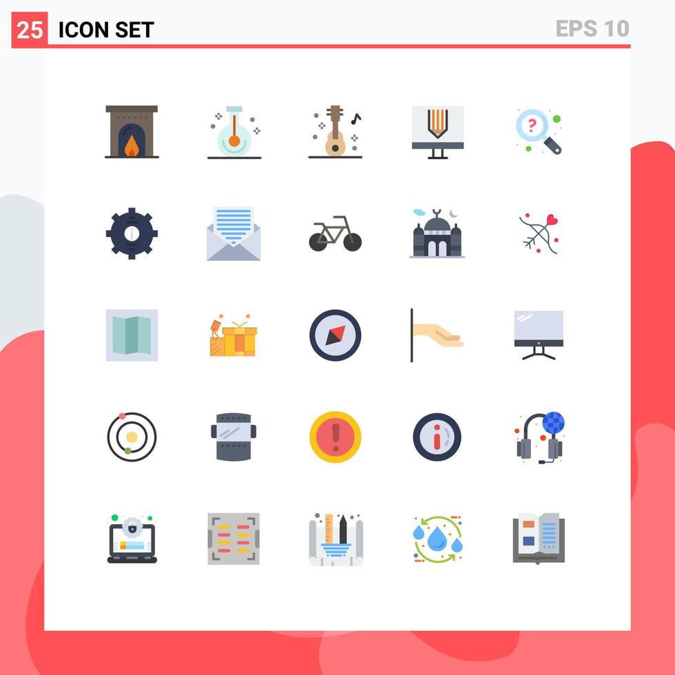 Modern Set of 25 Flat Colors and symbols such as faq development audio design coding Editable Vector Design Elements