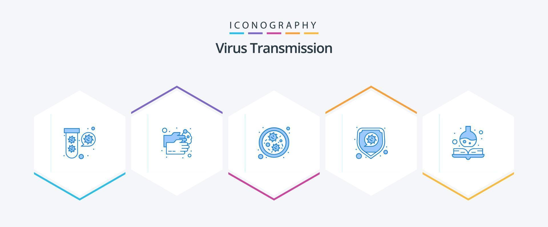 paquete de iconos azules de transmisión de virus 25 que incluye servicios médicos. virus. bacterias seguridad. enfermedad vector