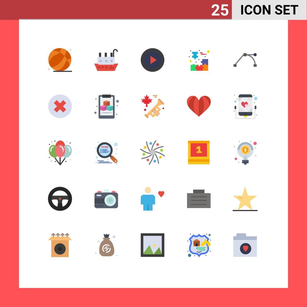 User Interface Pack of 25 Basic Flat Colors of piece customer abstract cube ux Editable Vector Design Elements