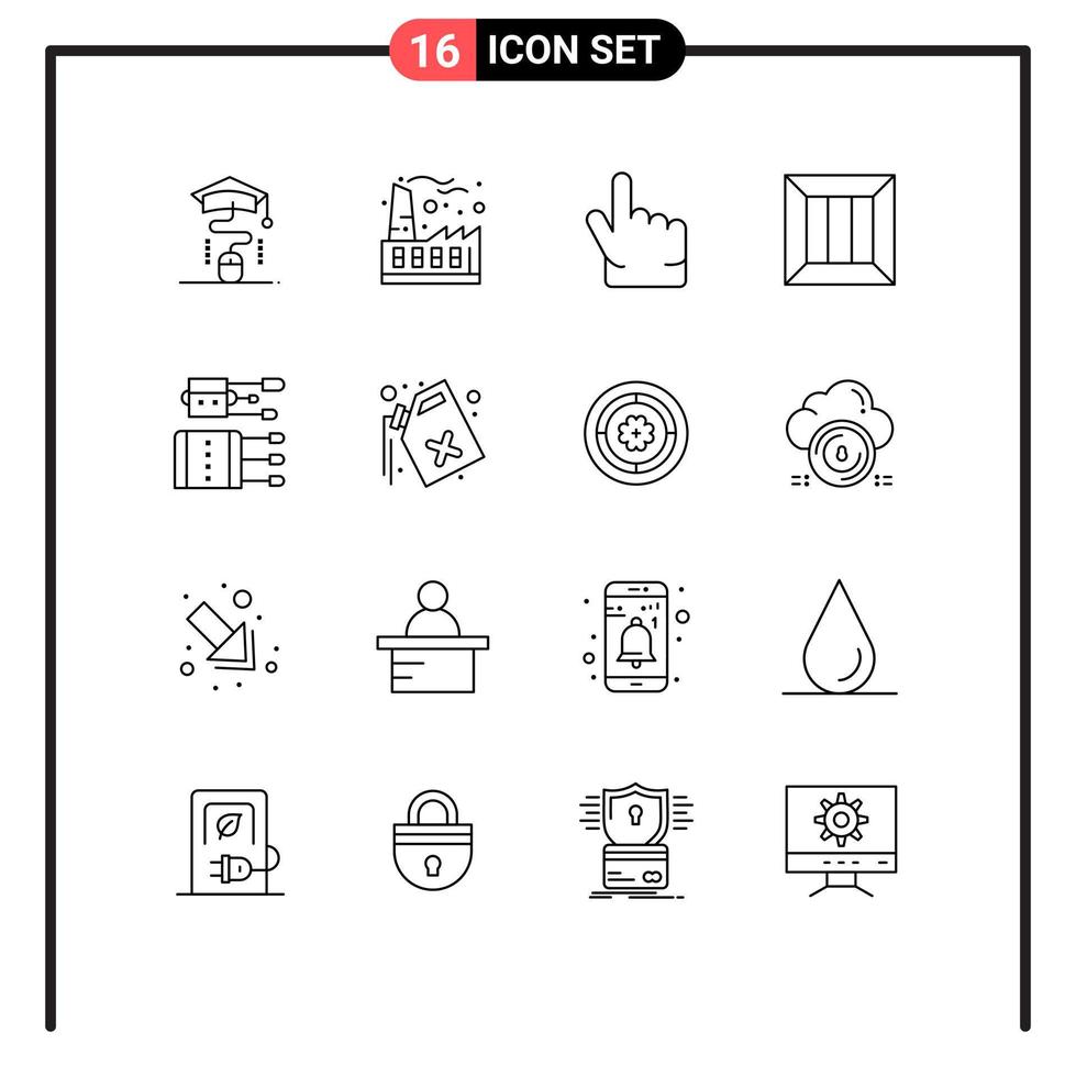 conjunto moderno de 16 contornos y símbolos como elementos de diseño de vectores editables de negocios logísticos de dedo de dinero chino