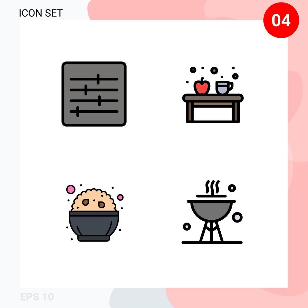 Set of 4 Modern UI Icons Symbols Signs for control india coffee education phirni Editable Vector Design Elements