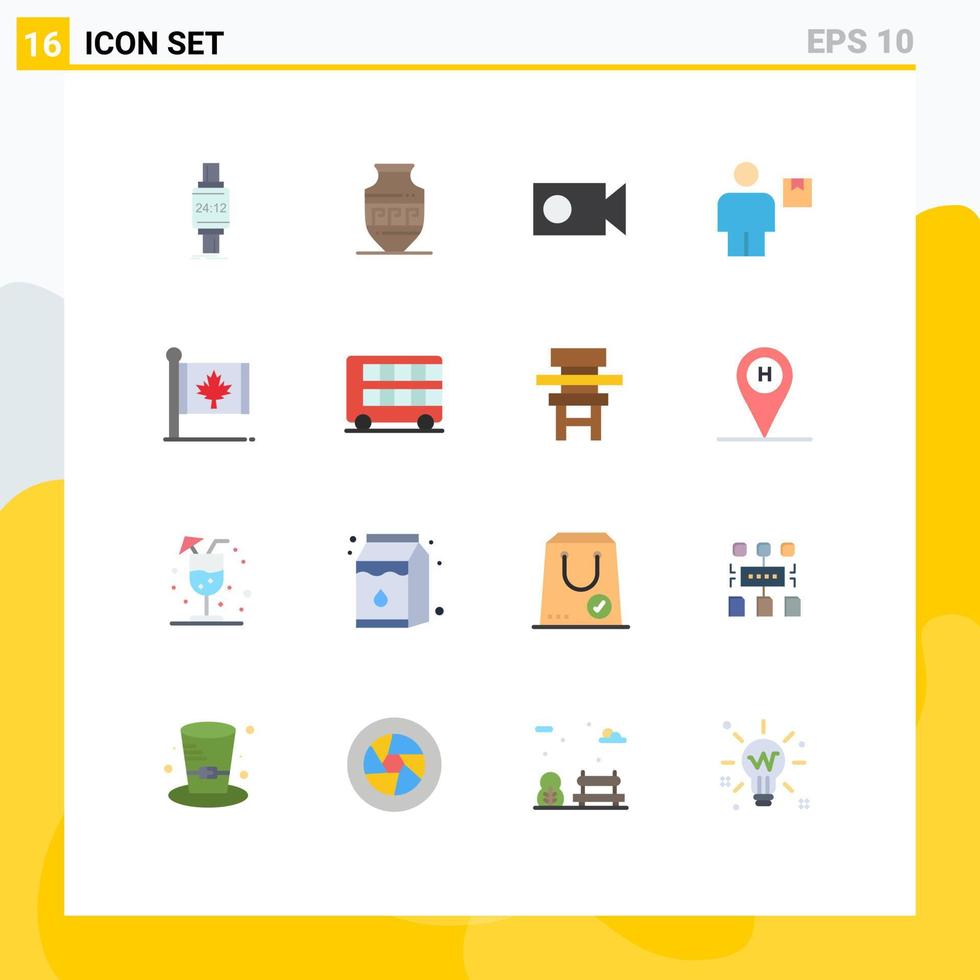 Set of 16 Modern UI Icons Symbols Signs for flag package jar human avatar Editable Pack of Creative Vector Design Elements