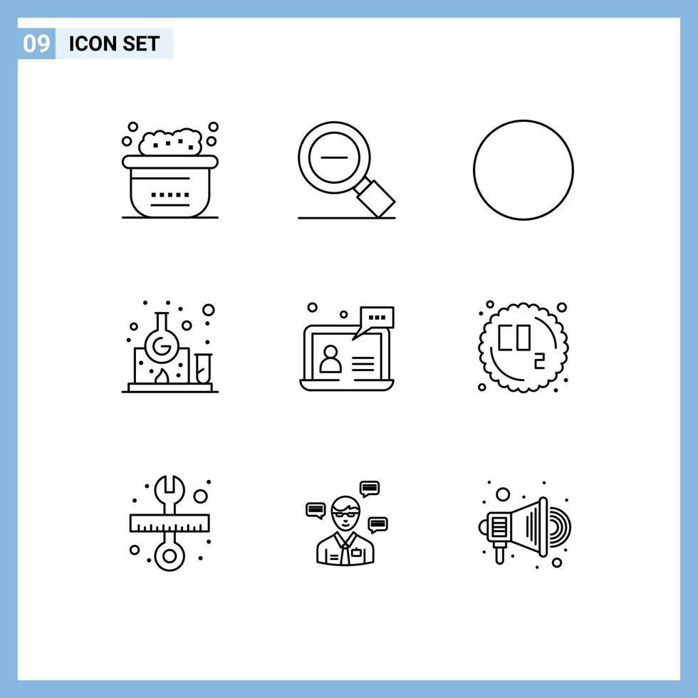 9 Creative Icons Modern Signs and Symbols of user support zoom study laboratory Editable Vector Design Elements