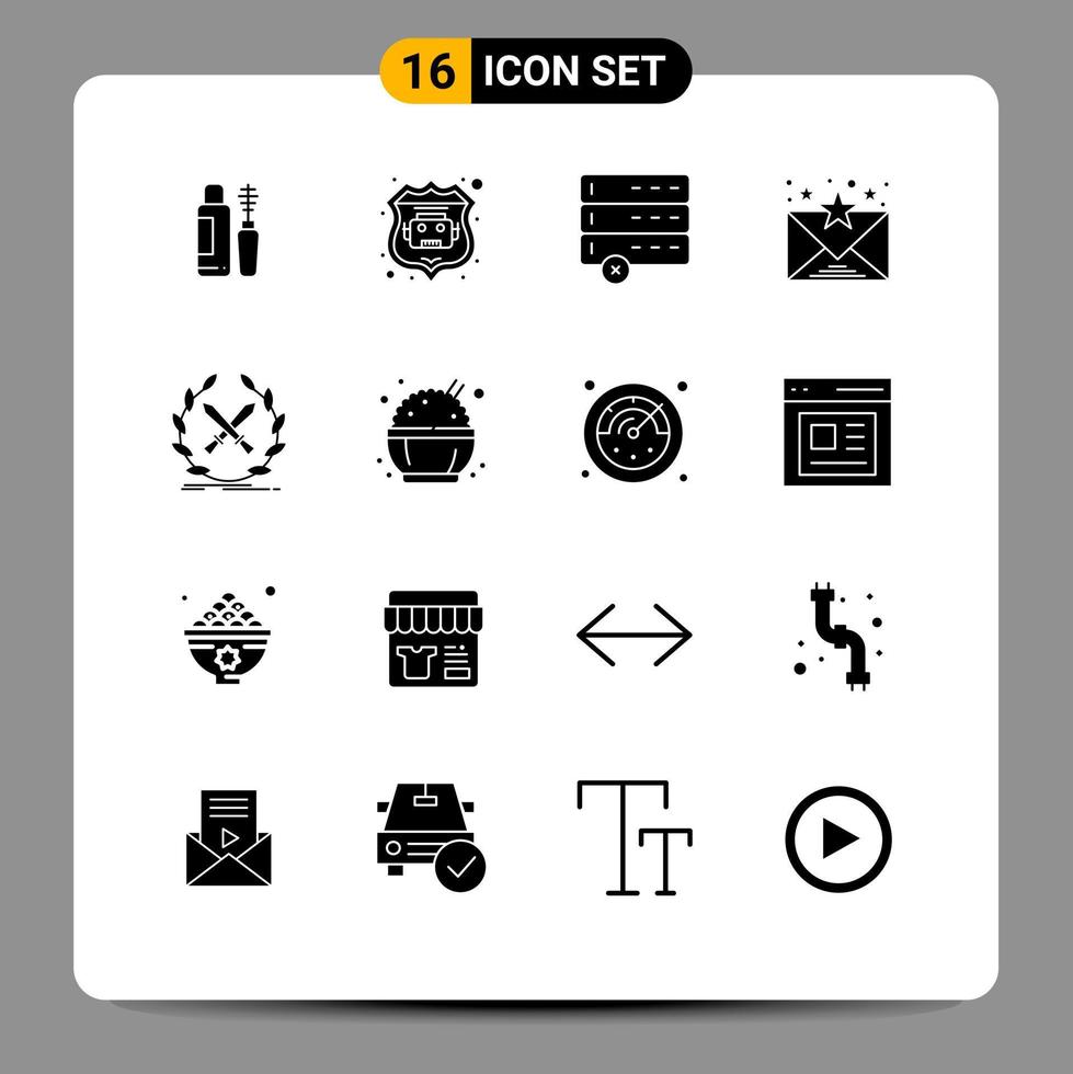 Set of 16 Modern UI Icons Symbols Signs for swords game data emblem communication Editable Vector Design Elements