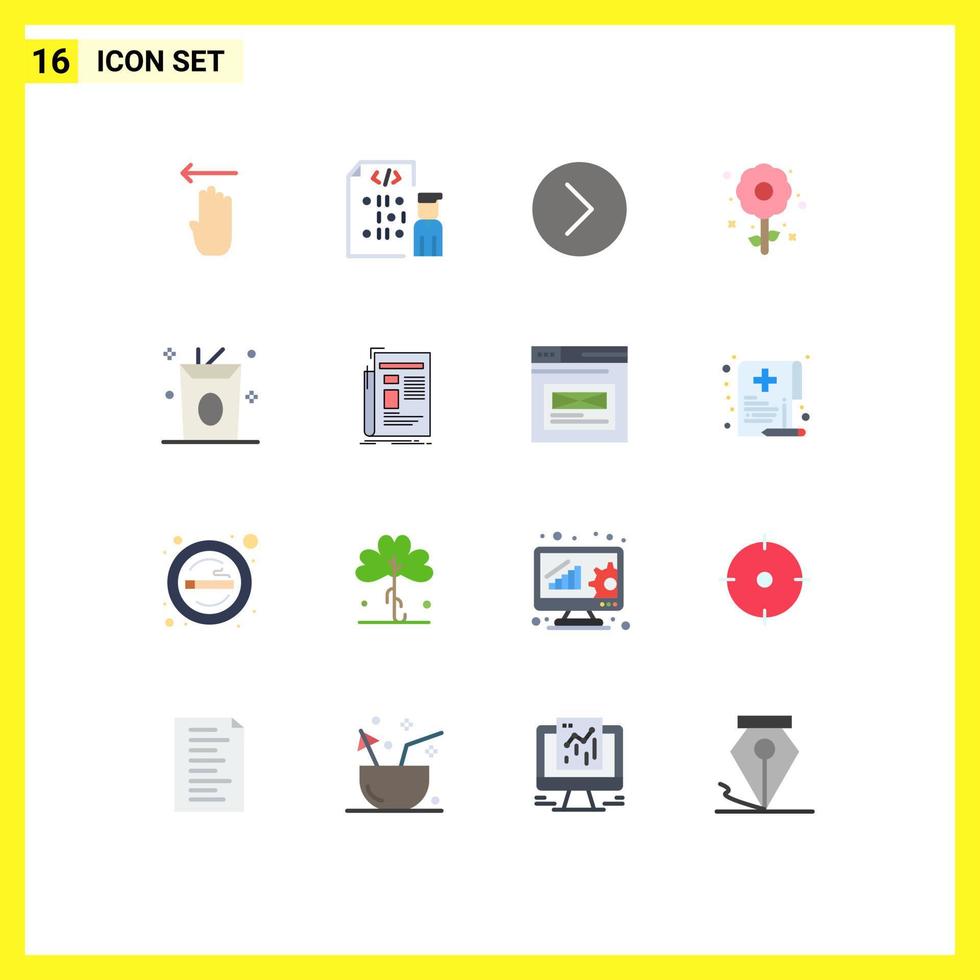 Set of 16 Modern UI Icons Symbols Signs for drink easter programming plent multimedia Editable Pack of Creative Vector Design Elements