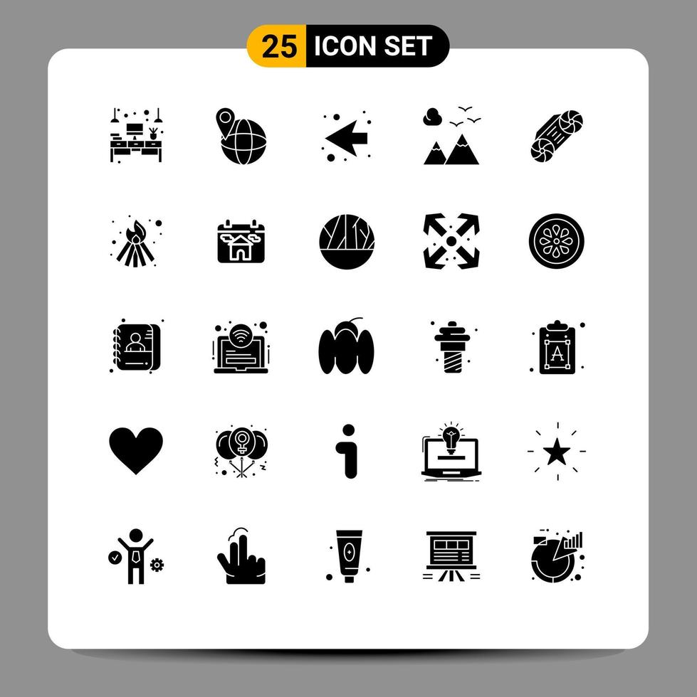 conjunto de 25 iconos modernos de ui símbolos signos para tecnología radio flecha viajes naturaleza elementos de diseño vectorial editables vector